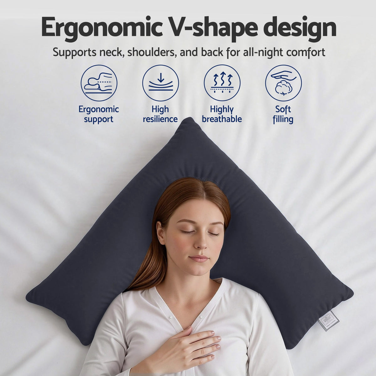 V-Shape Pregnancy Pillow | Boomerang Body Cushion | Grey