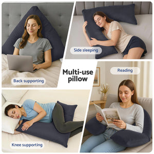 V-Shape Pregnancy Pillow | Boomerang Body Cushion | Grey