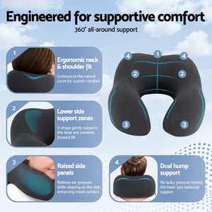 Travel Neck Pillow | U-Shape | Memory Foam | Plane & Car