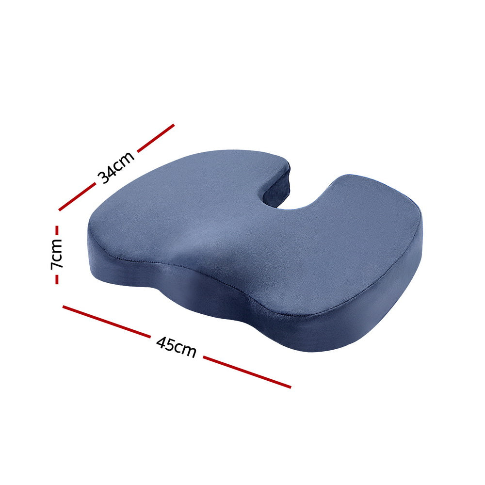 Giselle Bedding | Seat Cushion | Memory Foam Pillow | Back Pain Relief | Chair Pad | Blue
