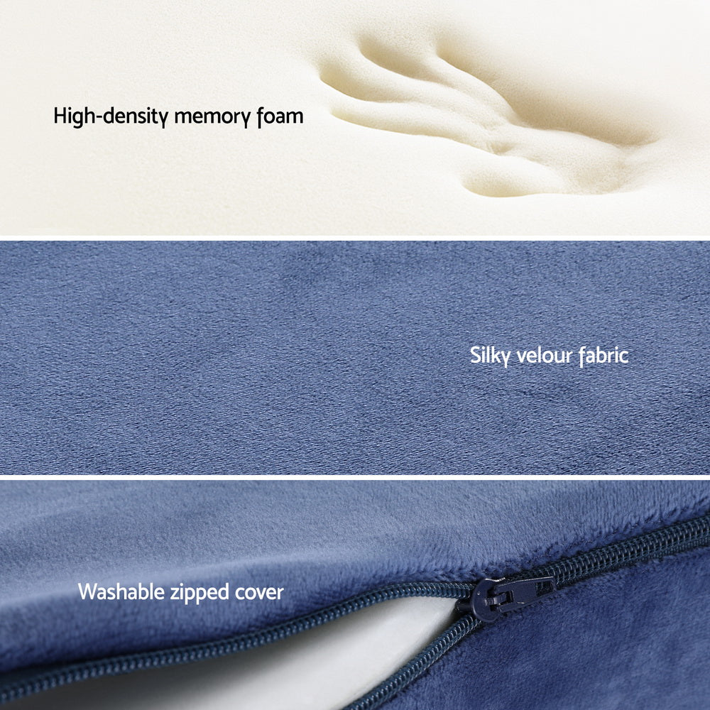 Giselle Bedding | Seat Cushion | Memory Foam Pillow | Back Pain Relief | Chair Pad | Blue