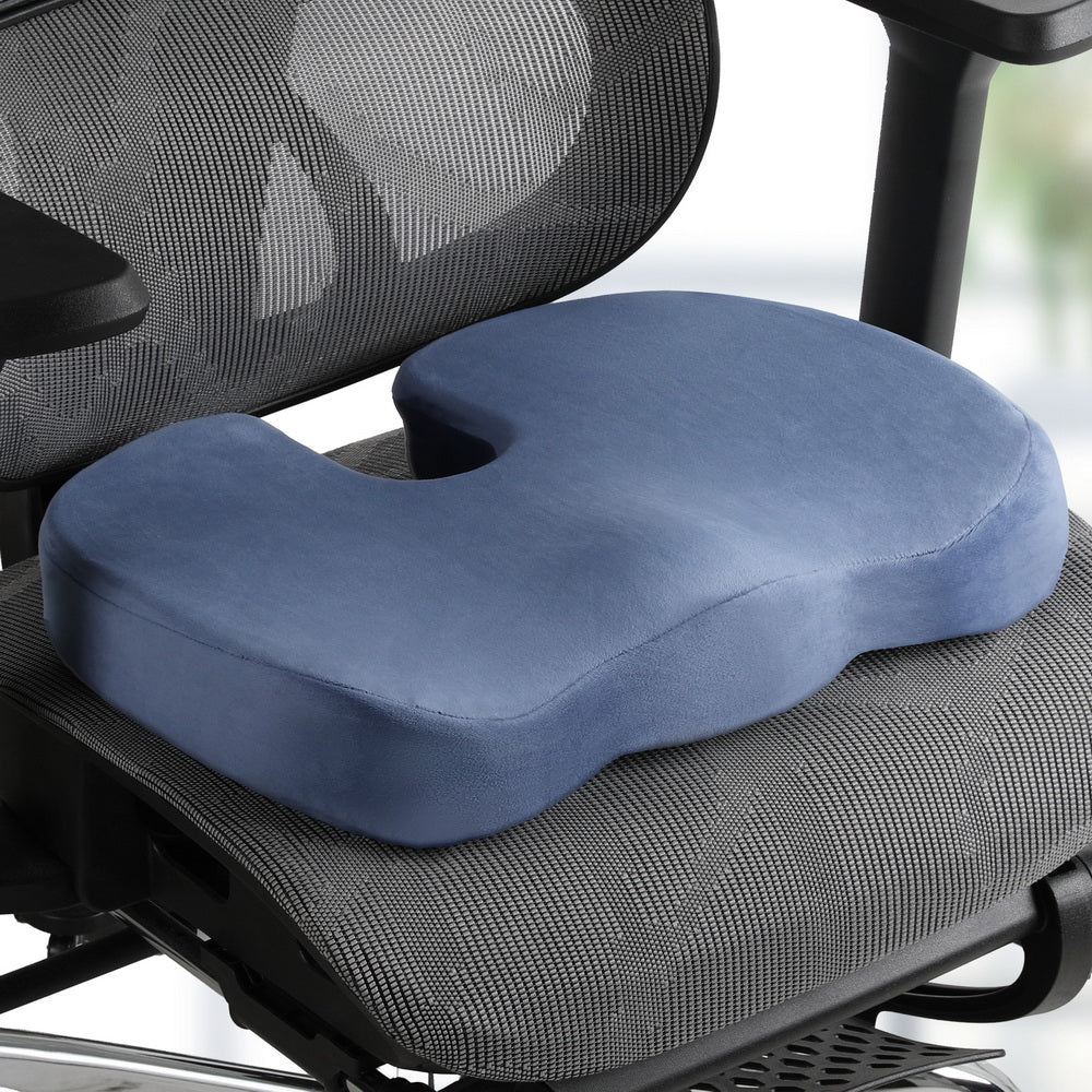 Giselle Bedding | Seat Cushion | Memory Foam Pillow | Back Pain Relief | Chair Pad | Blue