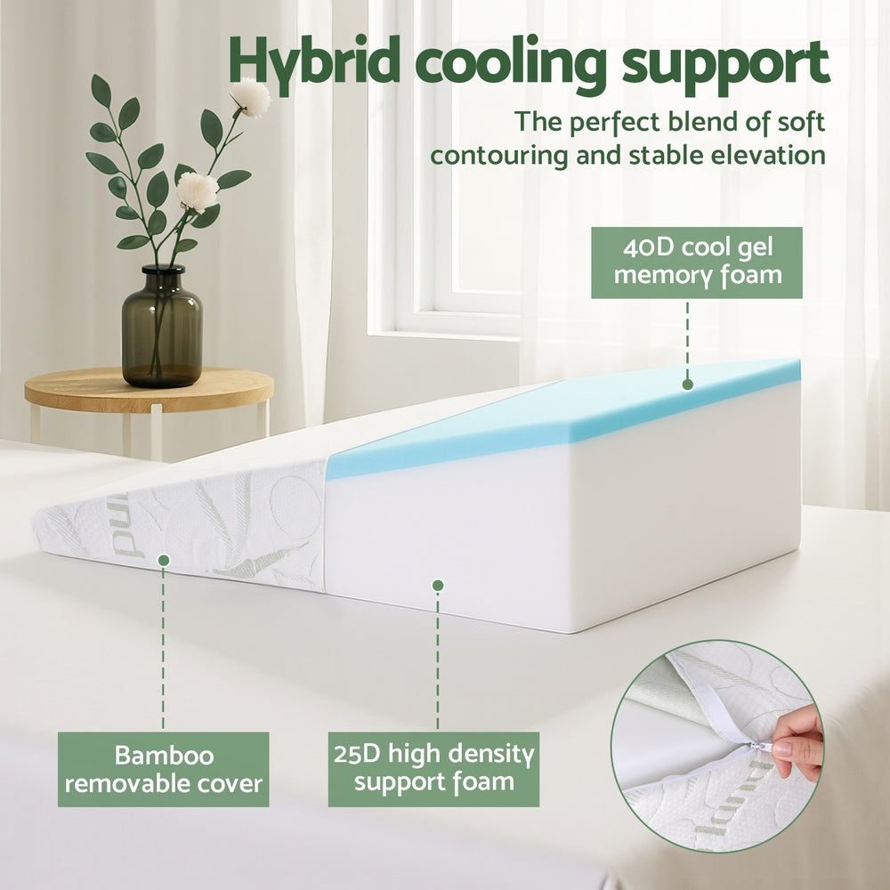 Gel Memory Foam Wedge Pillow | Bamboo Cover | Ergonomic Support