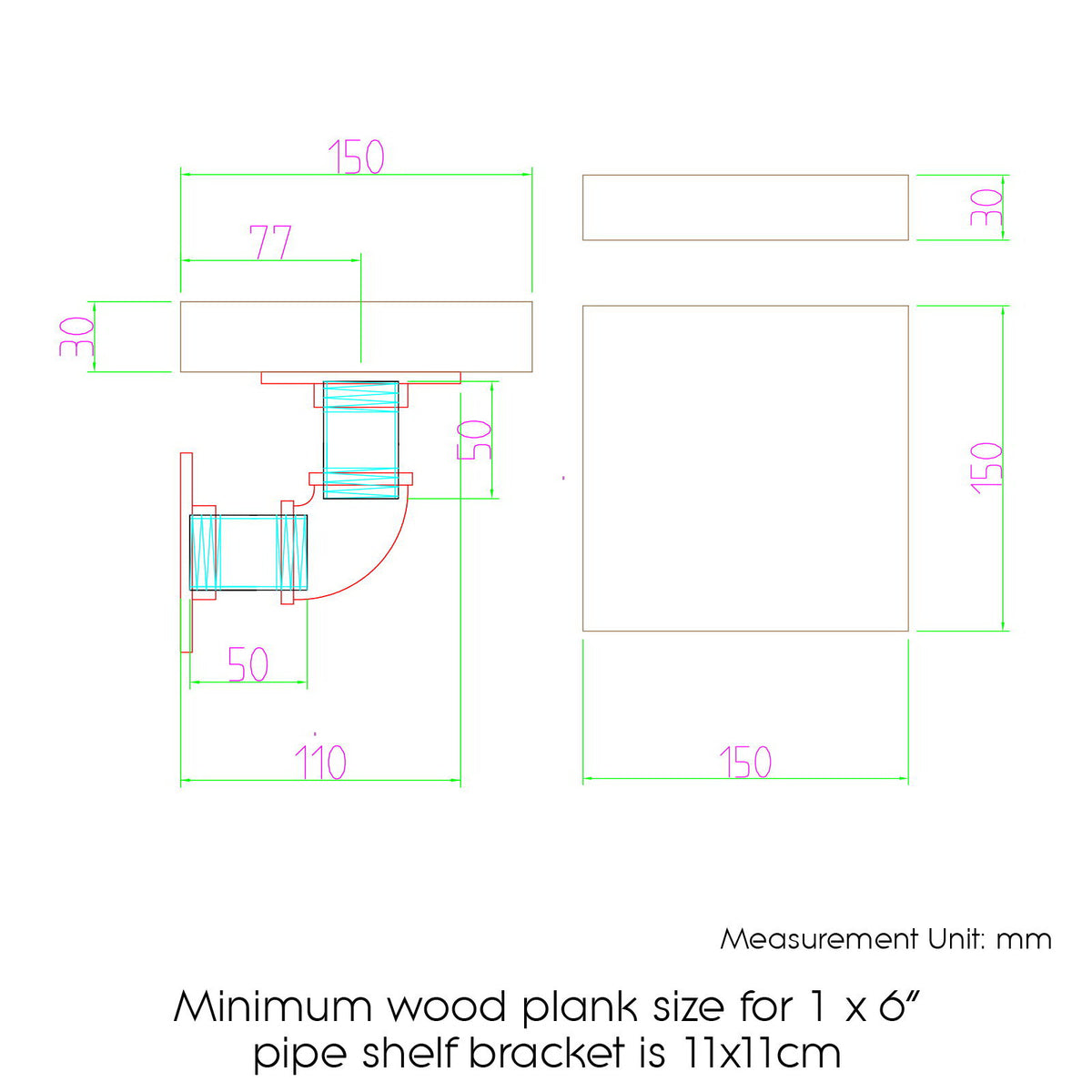 8x Floating Pipe Shelf | DIY | Metal Wall Brackets