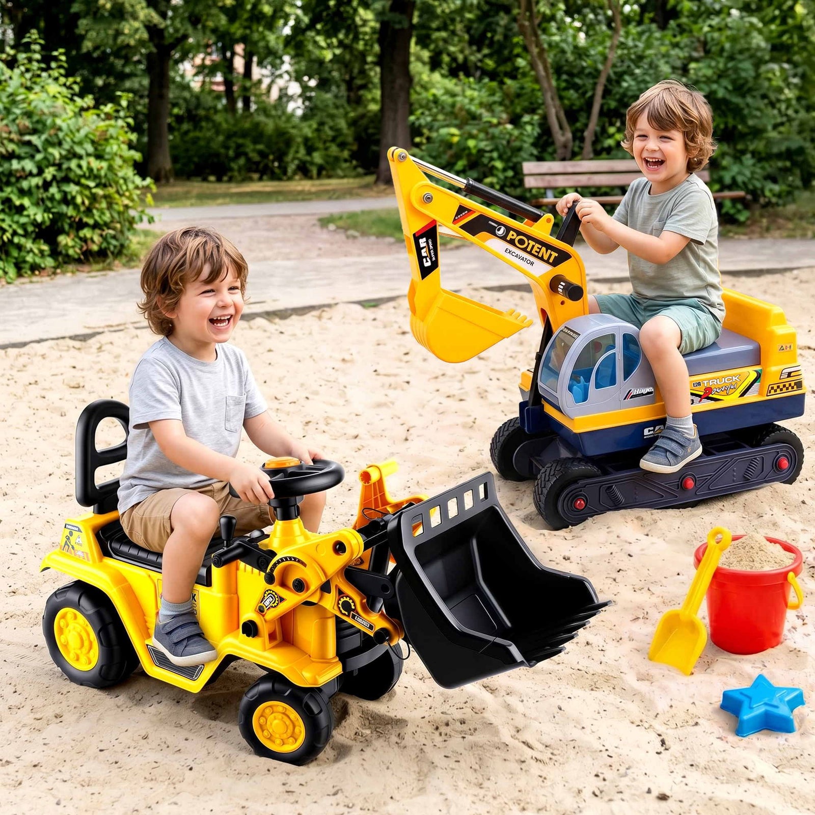 Kids Ride On Bulldozer Toy | Digger with Helmet | Yellow