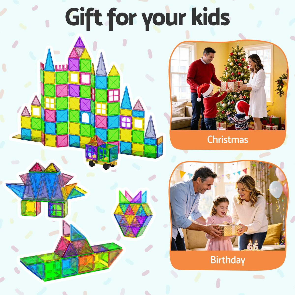 Magnetic Tiles | 60PCS Building Blocks | Educational Toys | Children Gift