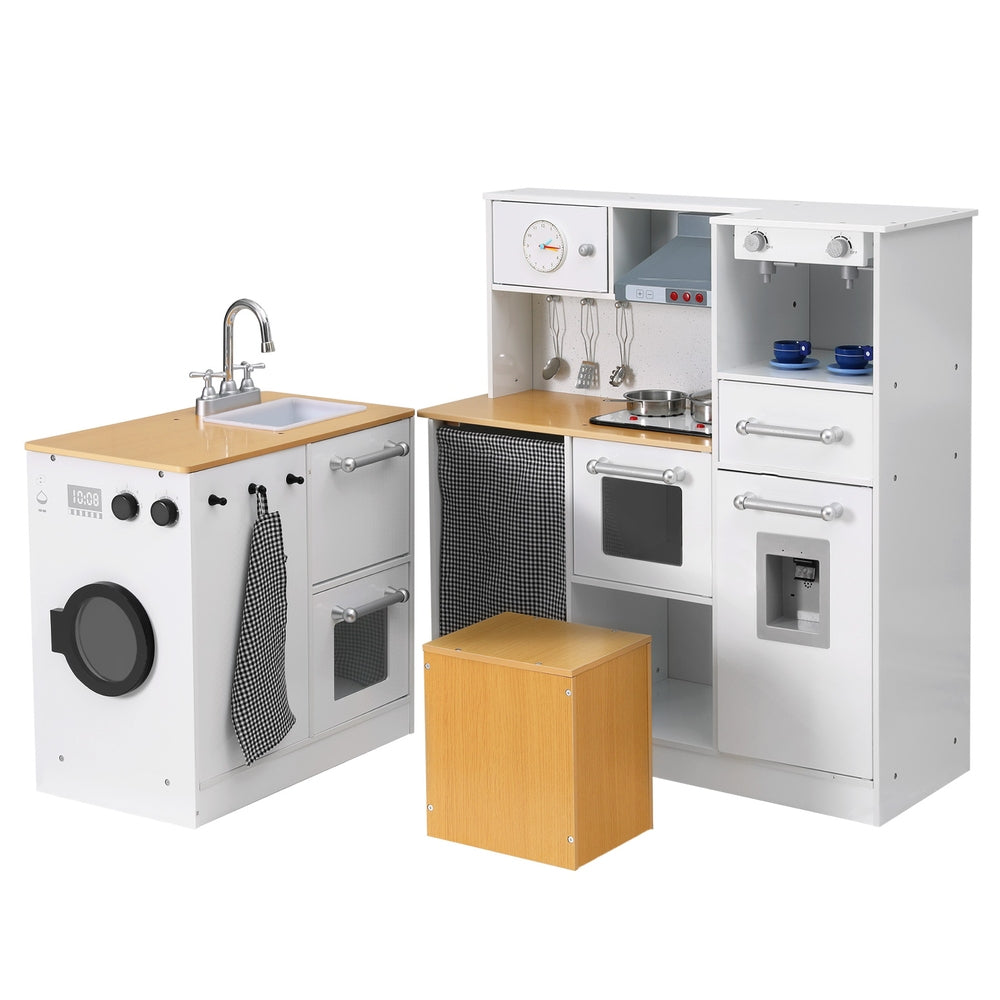 Kitchen Playset | 2-Piece | Wooden Pretend Play Coffee Maker Toy | 80CM White