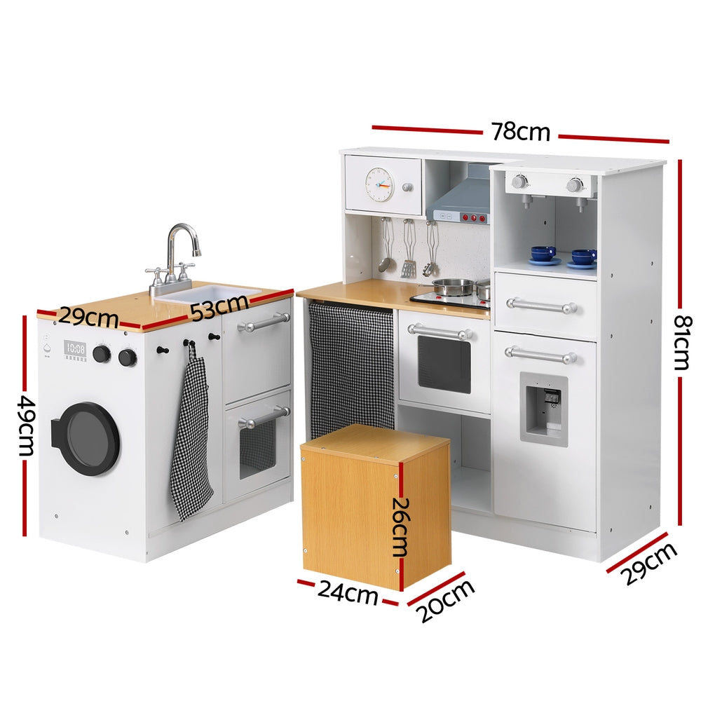 Kitchen Playset | 2-Piece | Wooden Pretend Play Coffee Maker Toy | 80CM White