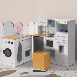 Kitchen Playset | 2-Piece | Wooden Pretend Play Coffee Maker Toy | 80CM White
