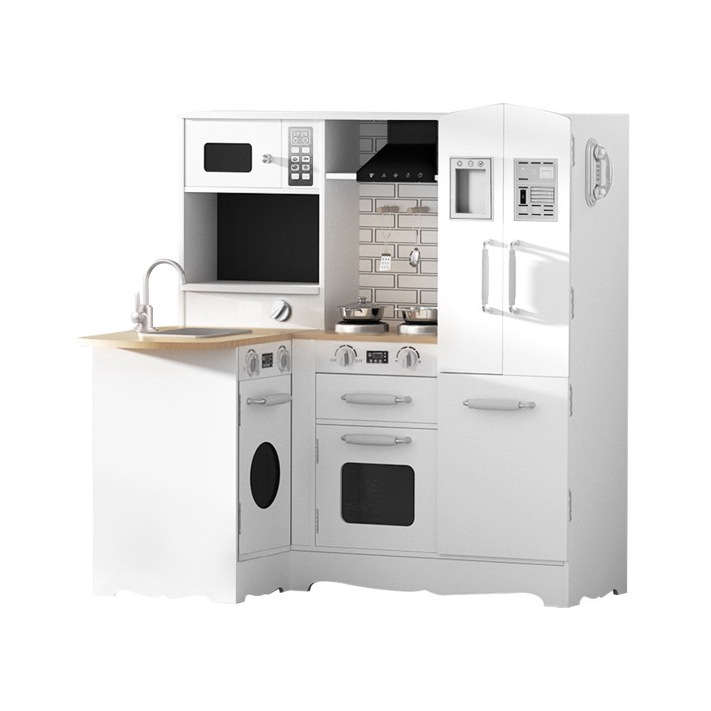 Kitchen Play Set | Wooden Pretend Cooking Toy | Fridge | White