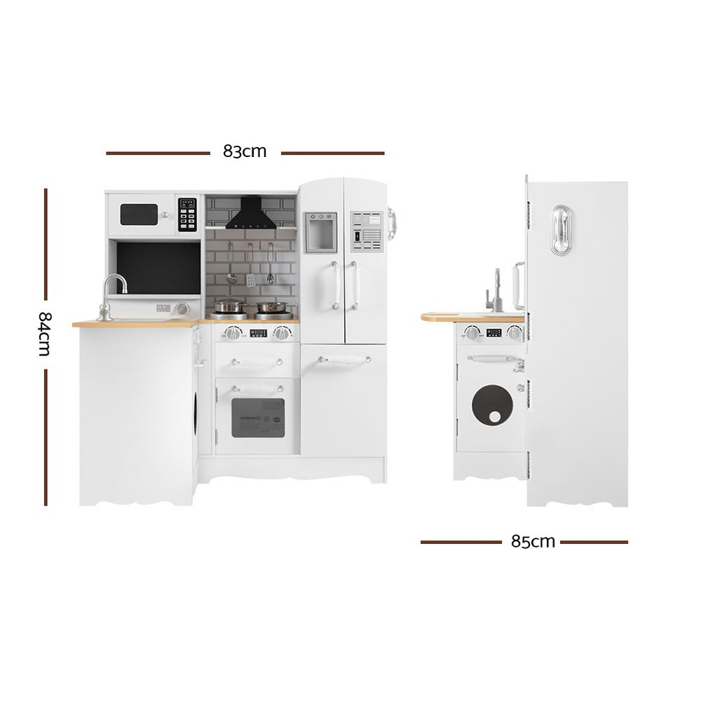 Kitchen Play Set | Wooden Pretend Cooking Toy | Fridge | White