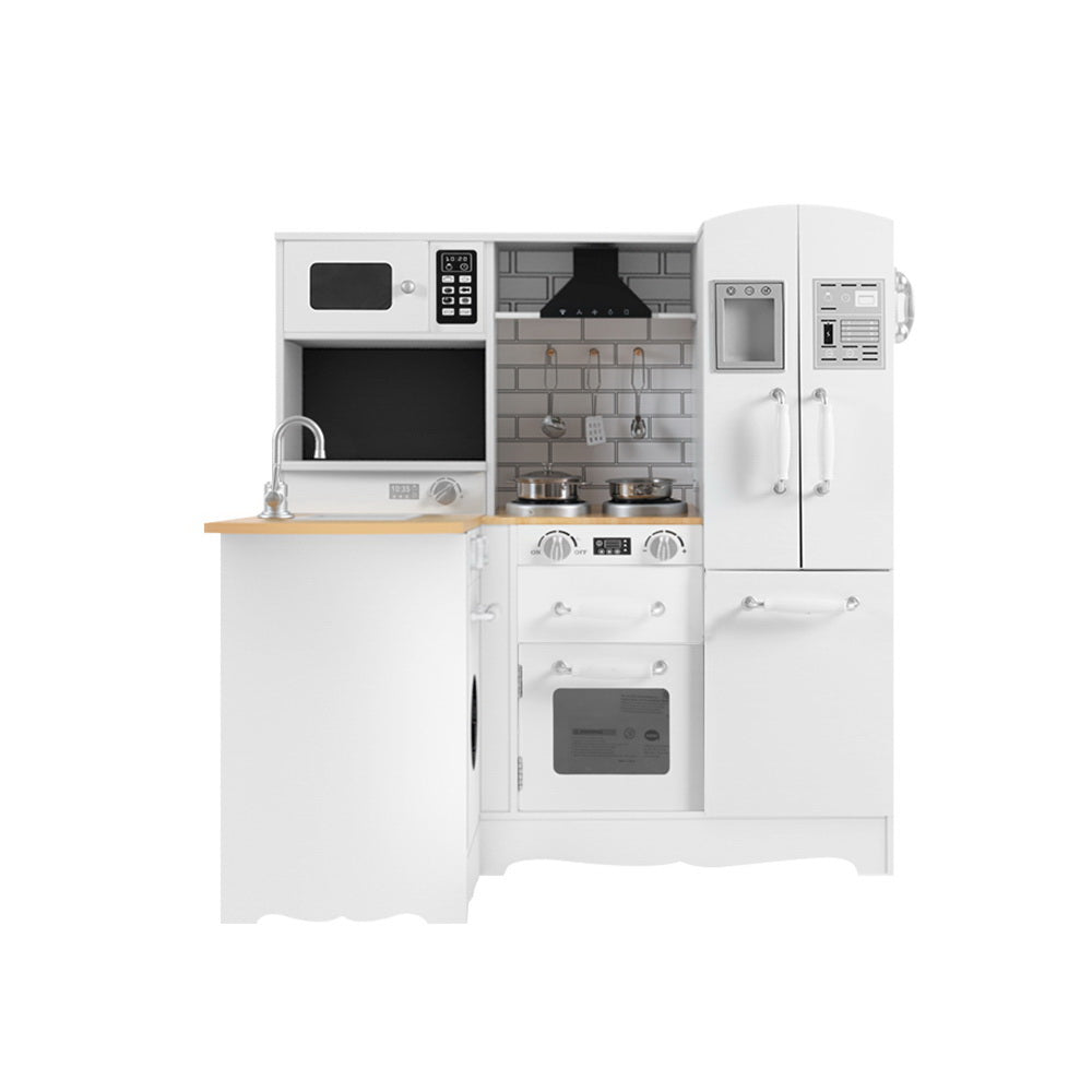 Kitchen Play Set | Wooden Pretend Cooking Toy | Fridge | White