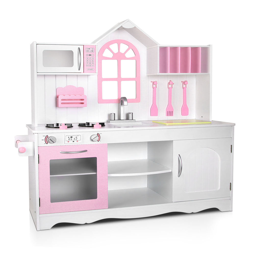 Kitchen Play Set | Wooden Pretend Cooking Toy | Storage Cabinet