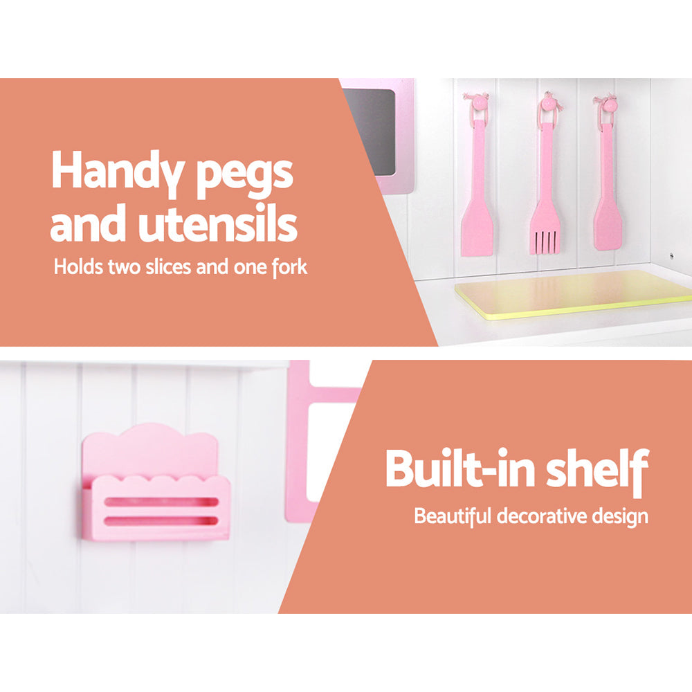 Kitchen Play Set | Wooden Pretend Cooking Toy | Storage Cabinet