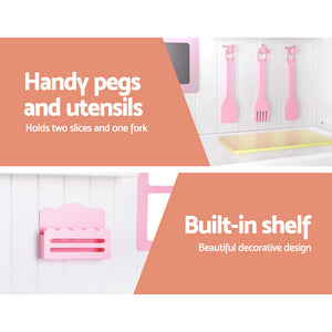 Kitchen Play Set | Wooden Pretend Cooking Toy | Storage Cabinet
