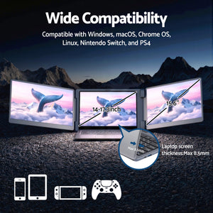Triple Portable Monitor | 15.6 Inch | FHD IPS | Laptop Screen Extender