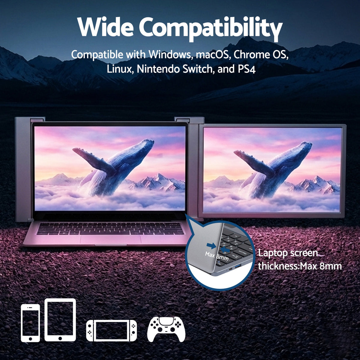 Portable Monitor | Laptop Screen Extender | 1080P IPS | USB-C Dual Display