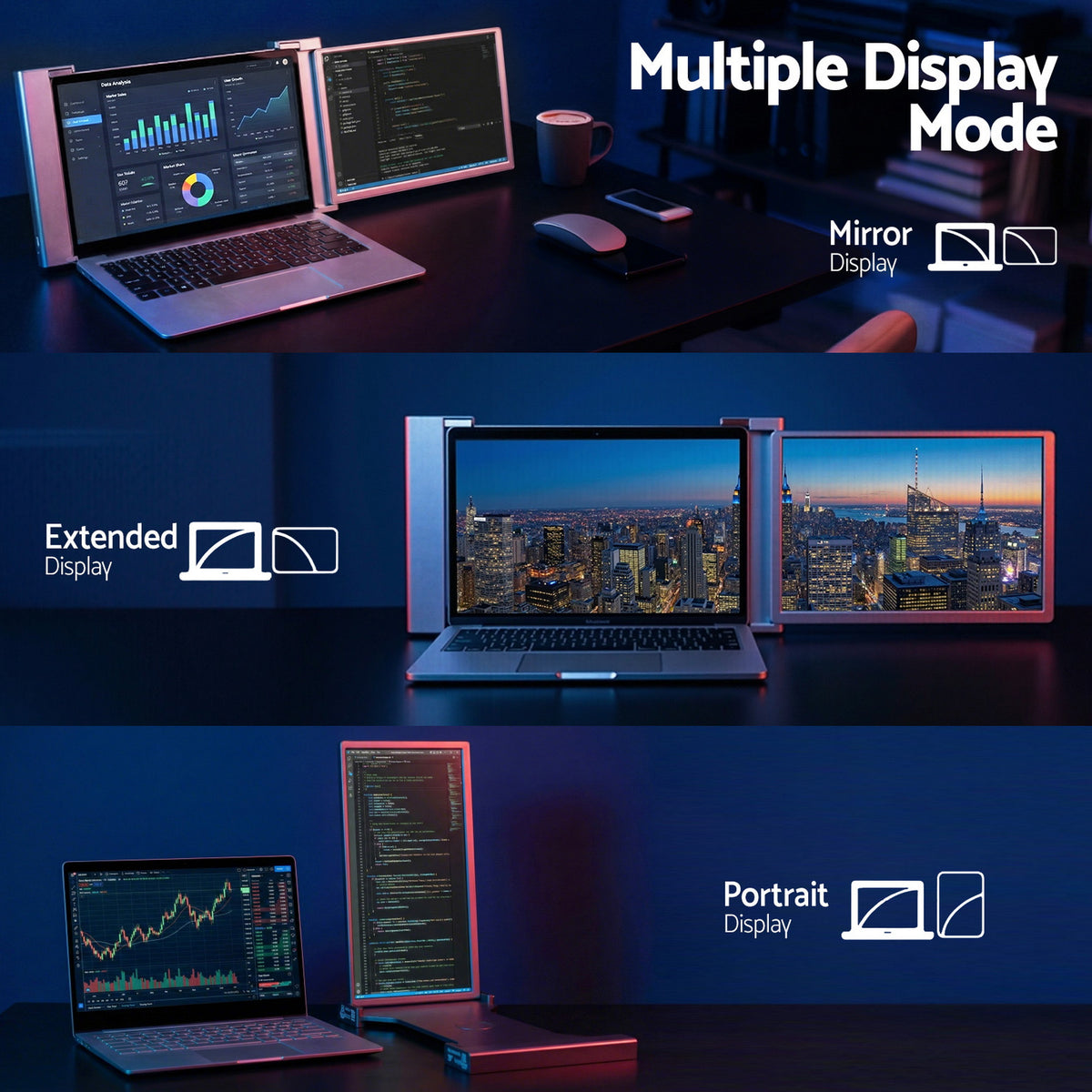 Portable Monitor | Laptop Screen Extender | 1080P IPS | USB-C Dual Display