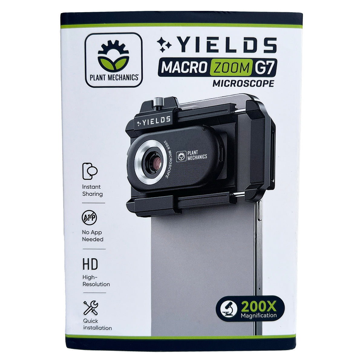 PM YIELDS Microscope 200X | Smartphone Macro Lens Macro Zoom G7 | 12 LED Light + CPL Filter | Rechargeable | Trichomes, Pests & Plant Diagnostics