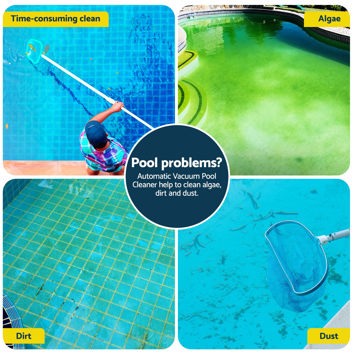 Automatic Pool Vacuum Cleaner | Wall Climbing | Grey