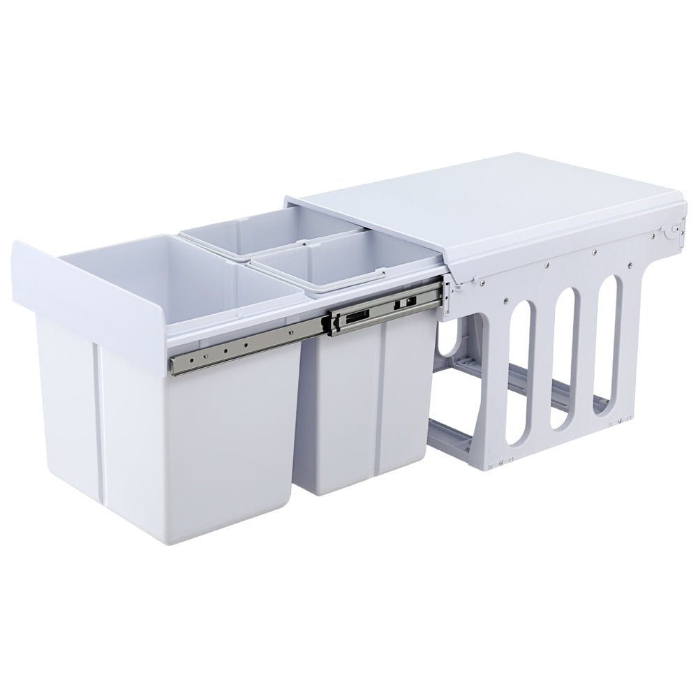 Cefito Pull-Out Bin | Kitchen Rubbish Slide Basket | Triple Slide | 31L | White