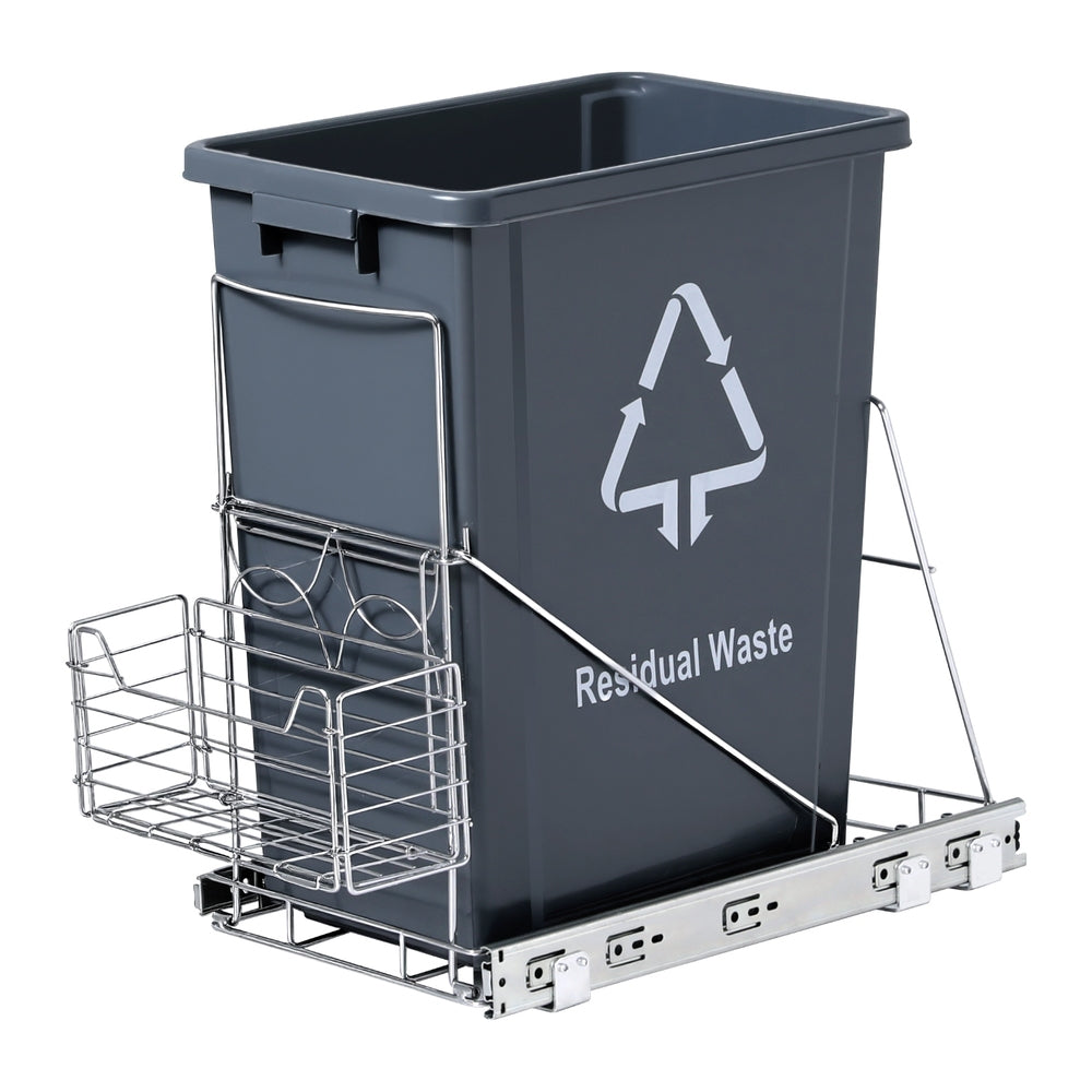 Cefito Pull Out Kitchen Bin | 40L Slide-Out Garbage & Recycling Bin | Grey