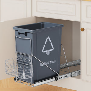 Cefito Pull Out Kitchen Bin | 40L Slide-Out Garbage & Recycling Bin | Grey