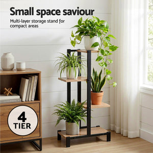 Metal Plant Stand | 4 Tiers | Flower Pot Display Shelf | Indoor Outdoor