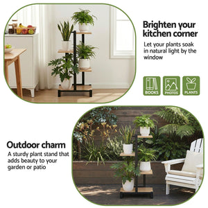 Metal Plant Stand | 4 Tiers | Flower Pot Display Shelf | Indoor Outdoor