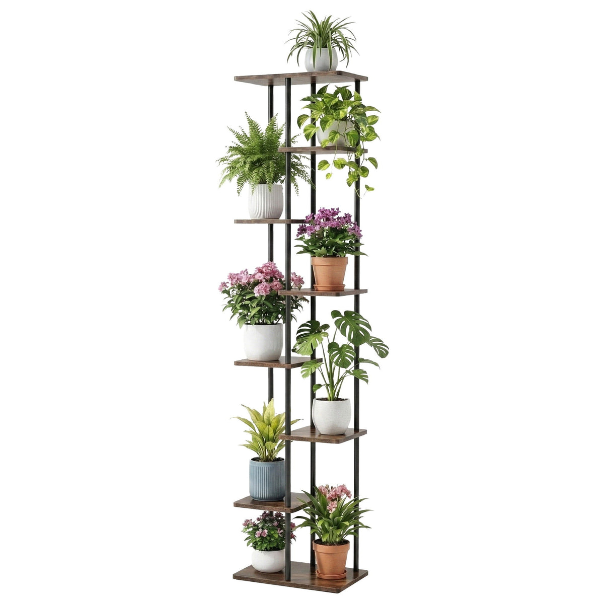 Plant Stand | 8 Tiers | Metal Flower Pot Display Shelf | Indoor Outdoor