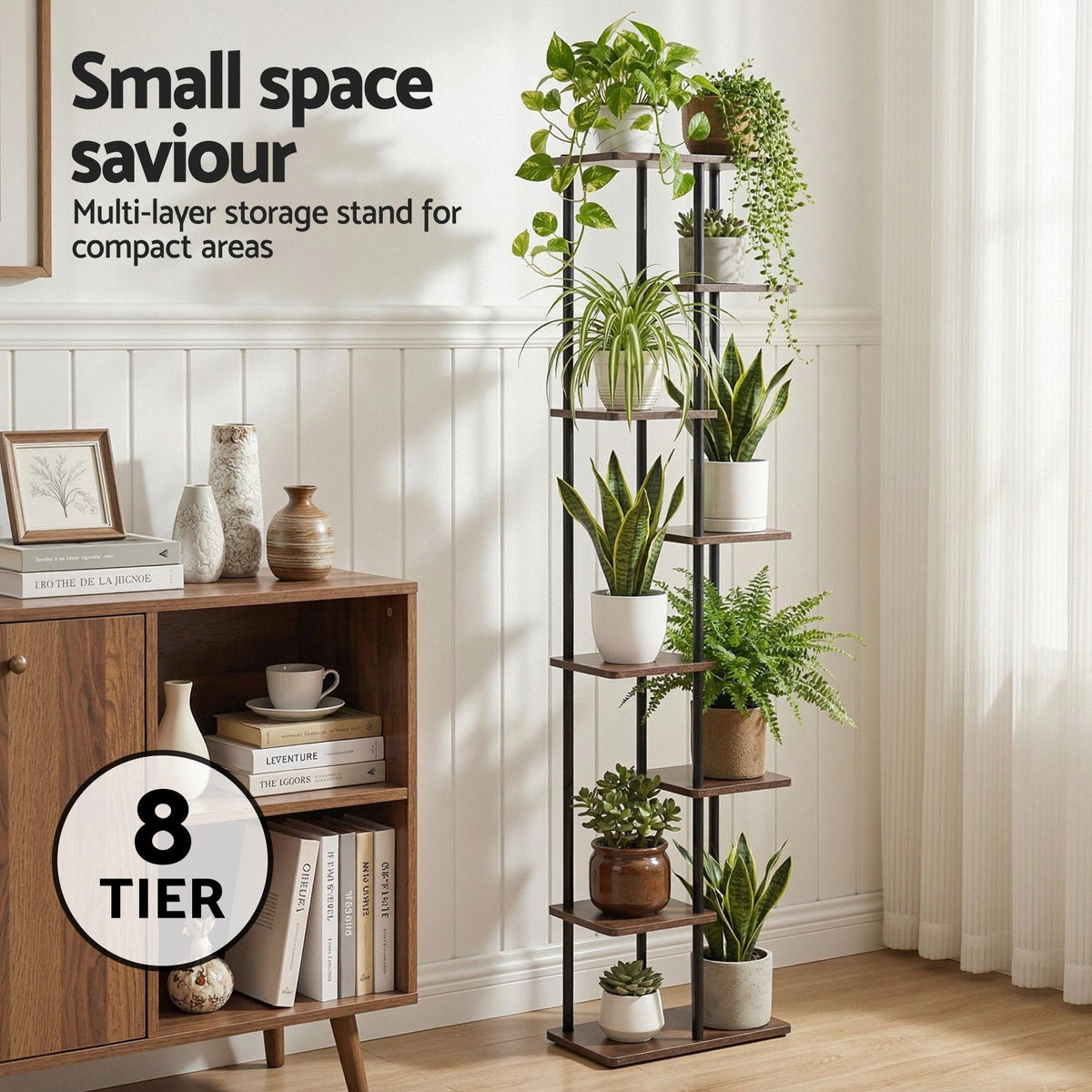 Plant Stand | 8 Tiers | Metal Flower Pot Display Shelf | Indoor Outdoor