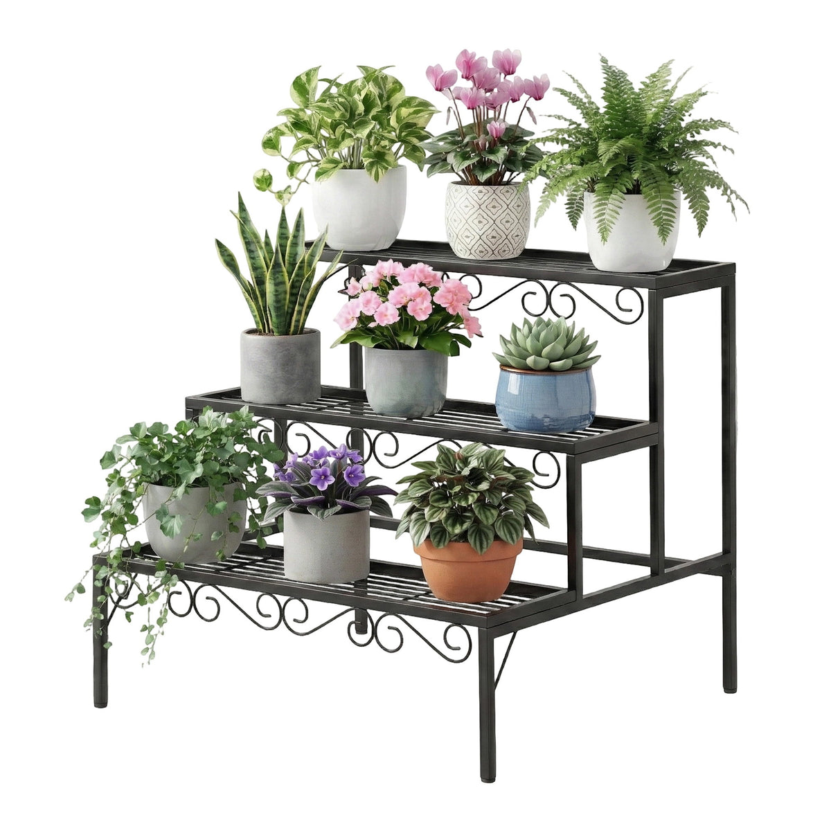 Corner Plant Stand | 3 Tier | Metal | Multi-Pot Flower Holder