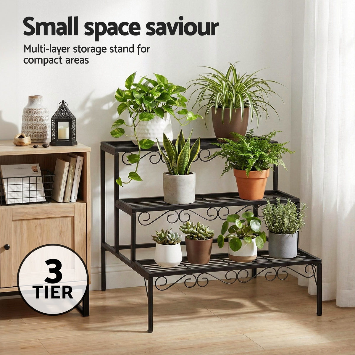 Corner Plant Stand | 3 Tier | Metal | Multi-Pot Flower Holder