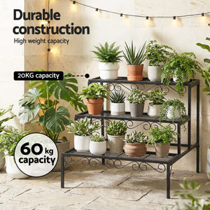 Corner Plant Stand | 3 Tier | Metal | Multi-Pot Flower Holder