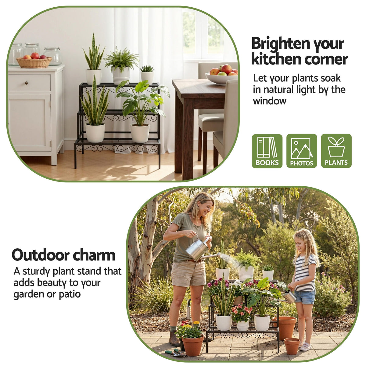 Corner Plant Stand | 3 Tier | Metal | Multi-Pot Flower Holder