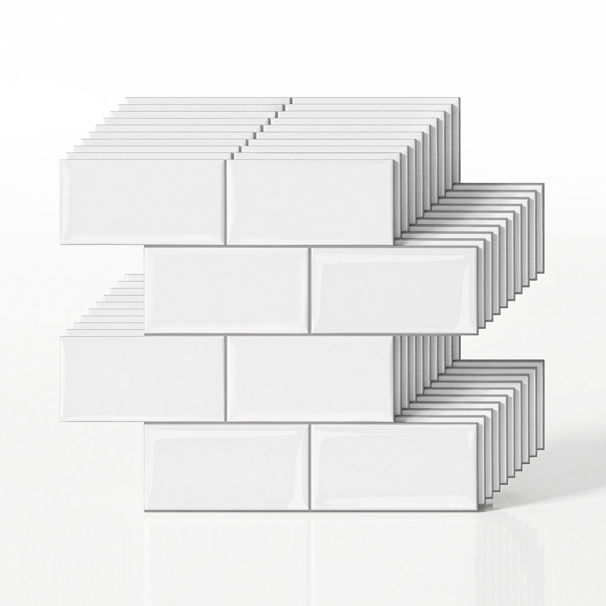 Artiss 3D Peel and Stick Wall Tiles Self Adhesive Subway Backsplash 10 Sheets, White