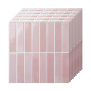 Artiss 3D Peel and Stick Wall Tiles Self Adhesive LinearGrid Backsplash 10 Sheets, Pink