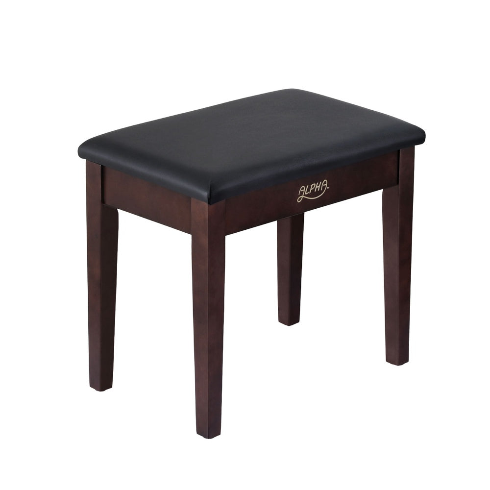 Alpha Piano Bench | Wooden Stool with Storage | PU Leather Padded Seat