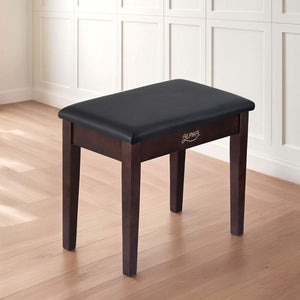 Alpha Piano Bench | Wooden Stool with Storage | PU Leather Padded Seat