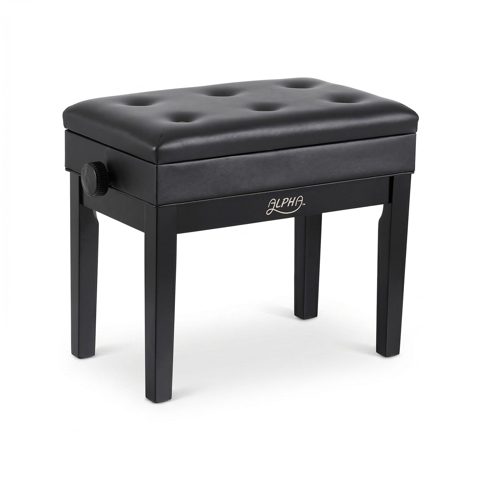 Adjustable Piano Bench | Wooden Padded Keyboard Seat | Black