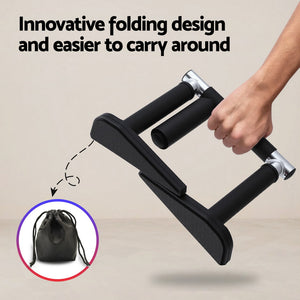 Pull Up Bar & Dip Station Set of 2 | Portable Foldable Multi Gym | 120kg Capacity | Black