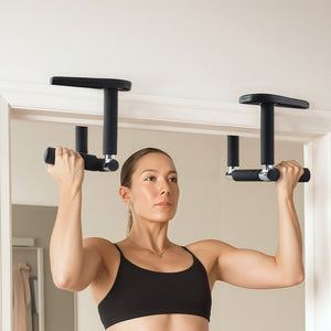 Pull Up Bar & Dip Station Set of 2 | Portable Foldable Multi Gym | 120kg Capacity | Black