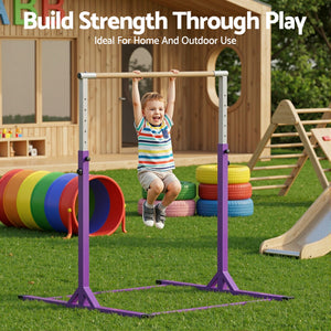 Kids Gymnastics Bar | Adjustable Pull Up Station | Indoor Outdoor