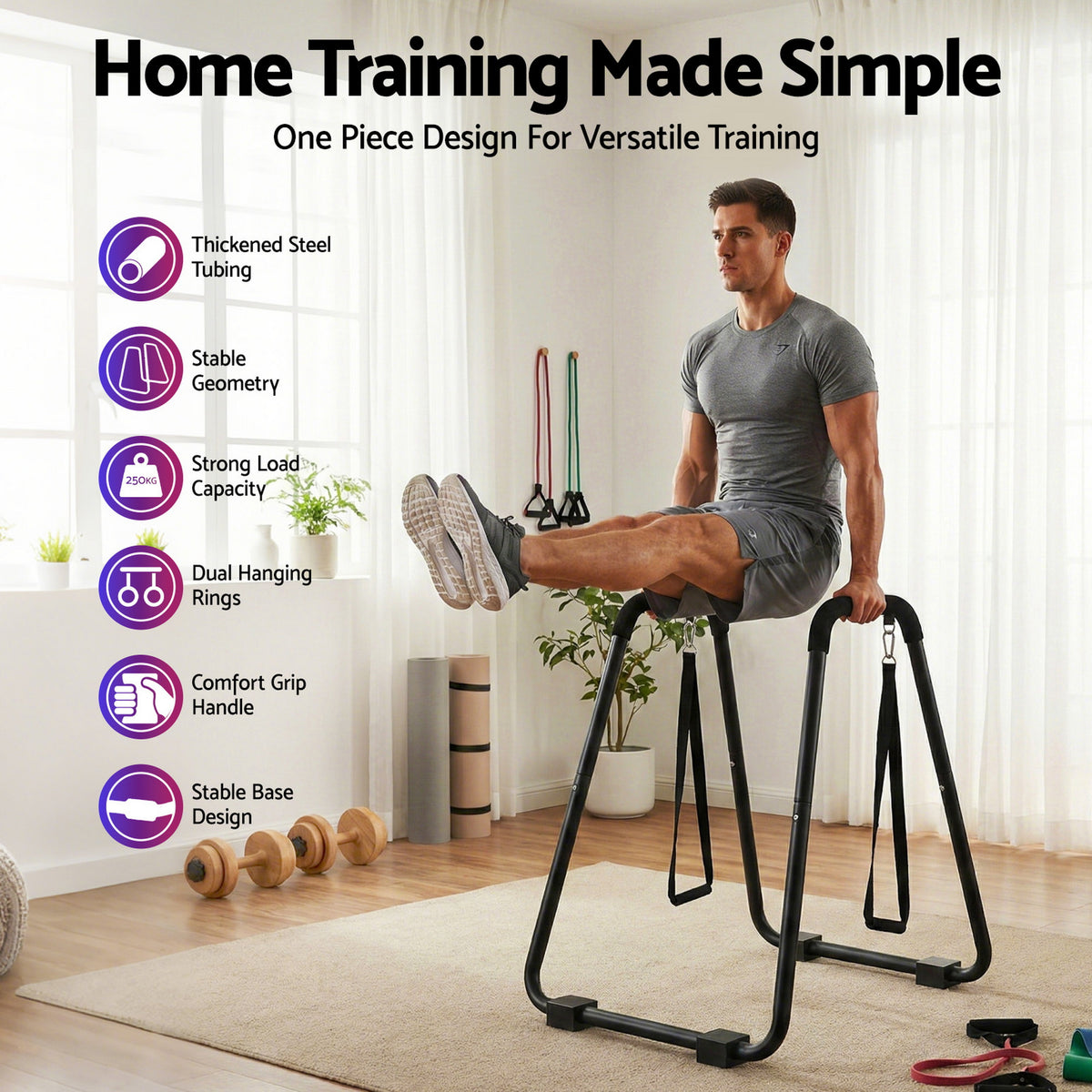 Dip Station Parallel Bars | Heavy Duty | Home Gym Calisthenics | Black