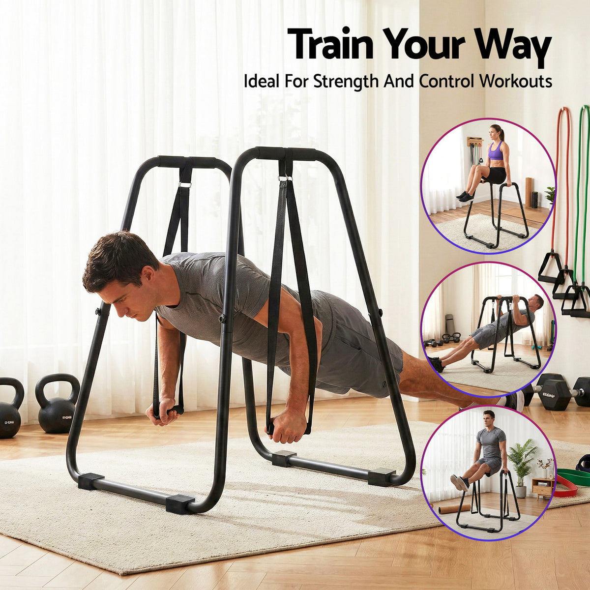 Dip Station Parallel Bars | Heavy Duty | Home Gym Calisthenics | Black