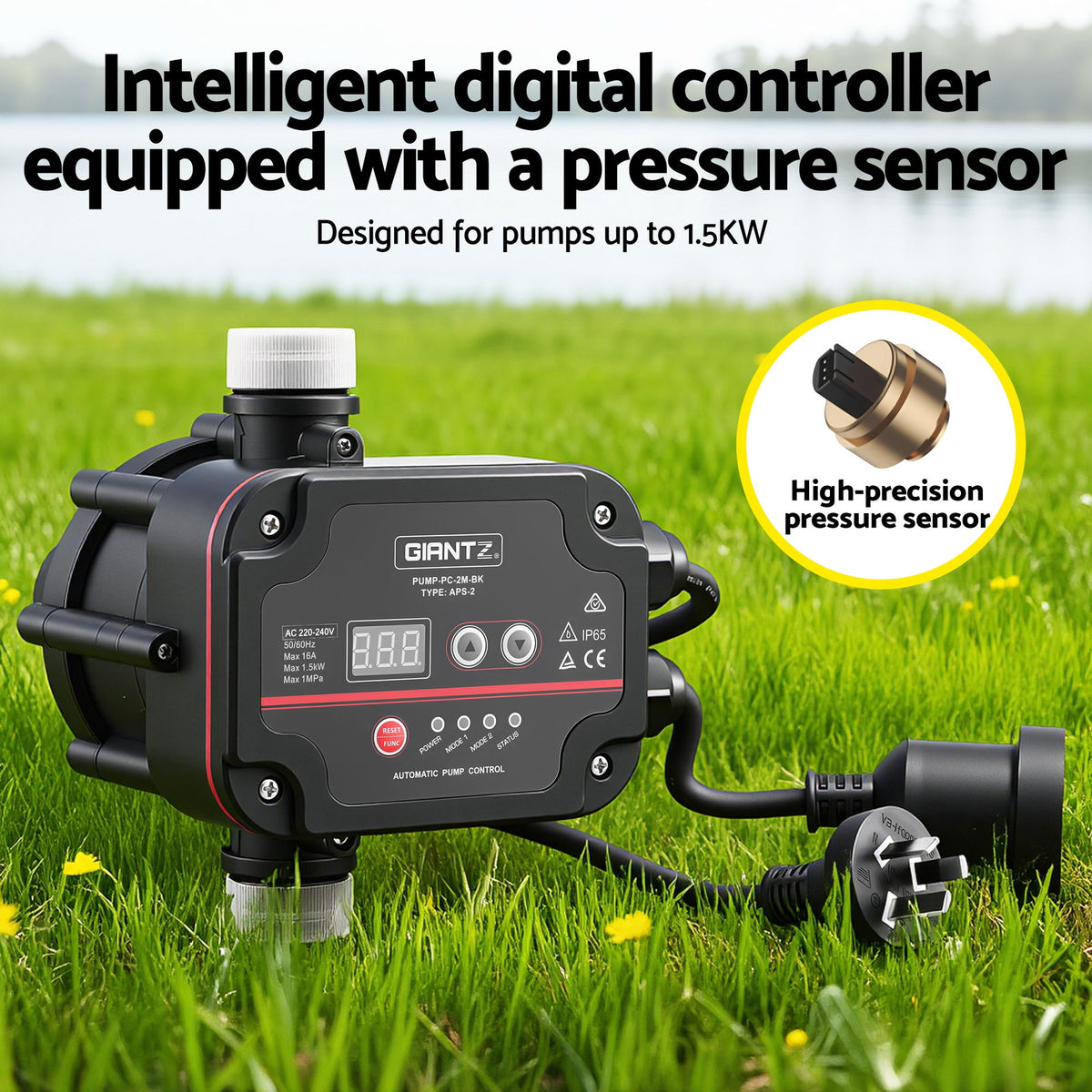 Digital Water Pump Controller | 16A | 1.5kW Max | Adjustable Pressure Switch | 10 Bar | IP65