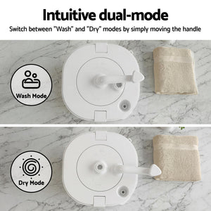 Devanti Portable Washing Machine Manual Spin Dryer Compact for Camping Caravan Apartment