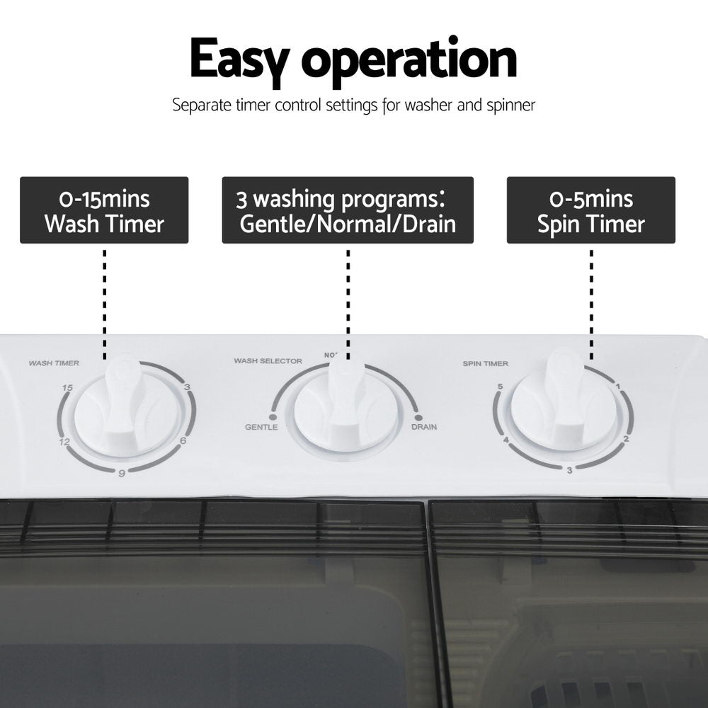 Portable Washing Machine | Twin Tub | 4.5kg Capacity