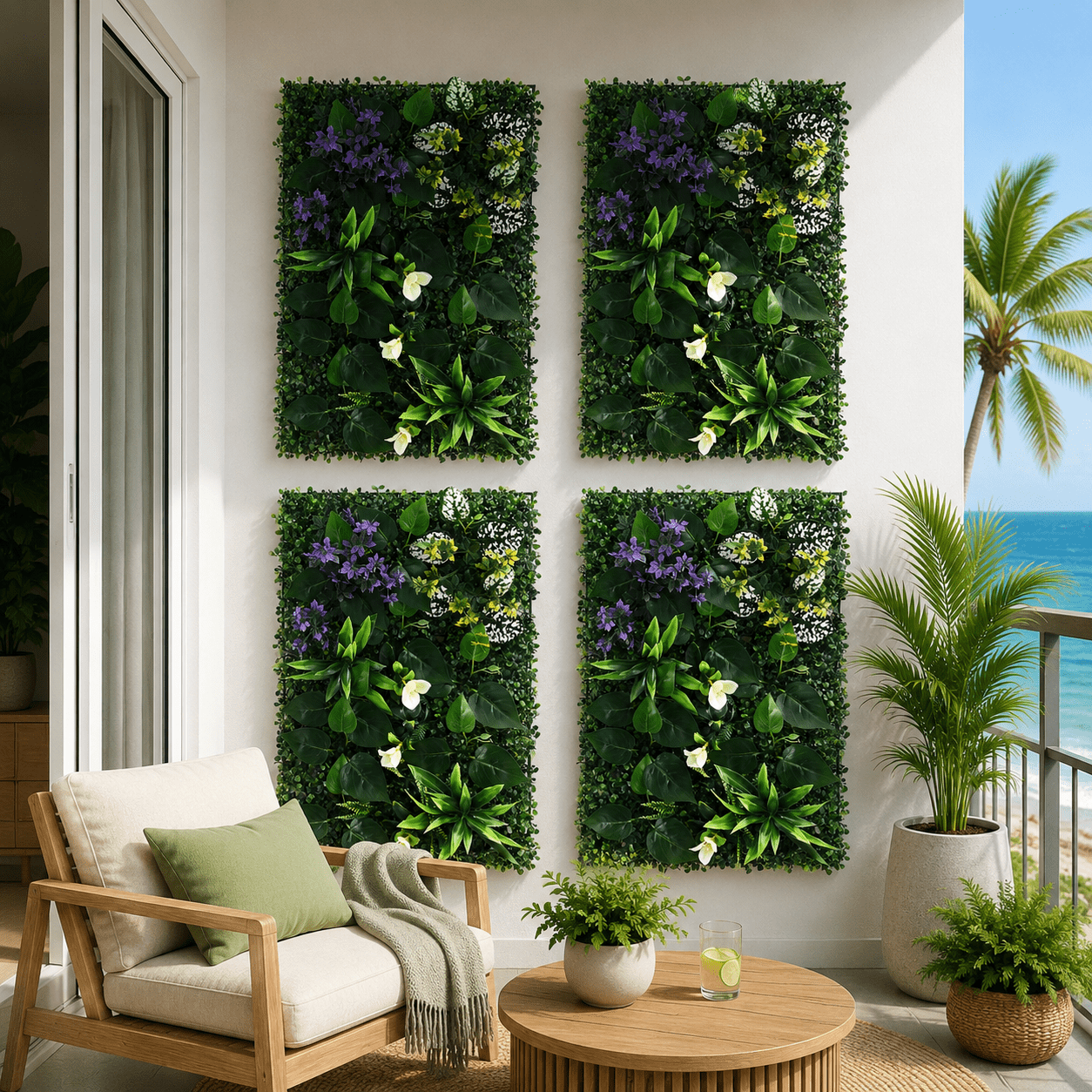 Artificial Hedge Wall Panels | 4 Pack Boxwood Grass Backdrop | 40 x 60cm
