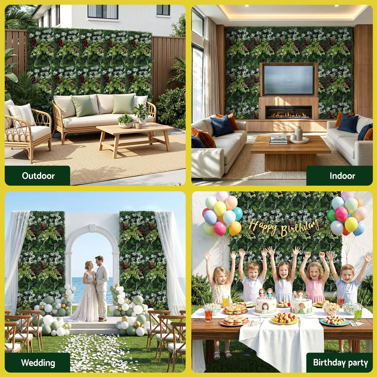 Gardeon 4PCS Artificial Plant Wall Panels 40X60CM Boxwood Panel Flower Backdrop Backyard Green Decor